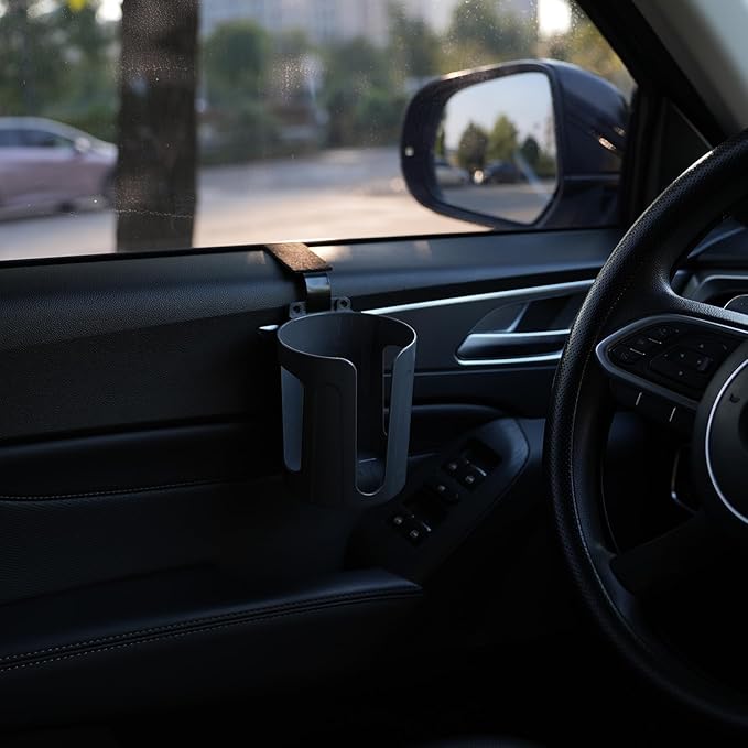 LITTLEMOLE Large Car Door Cup Holder, Vehicle Armrest Cup Holder for Almost Any Size Bottle or Can