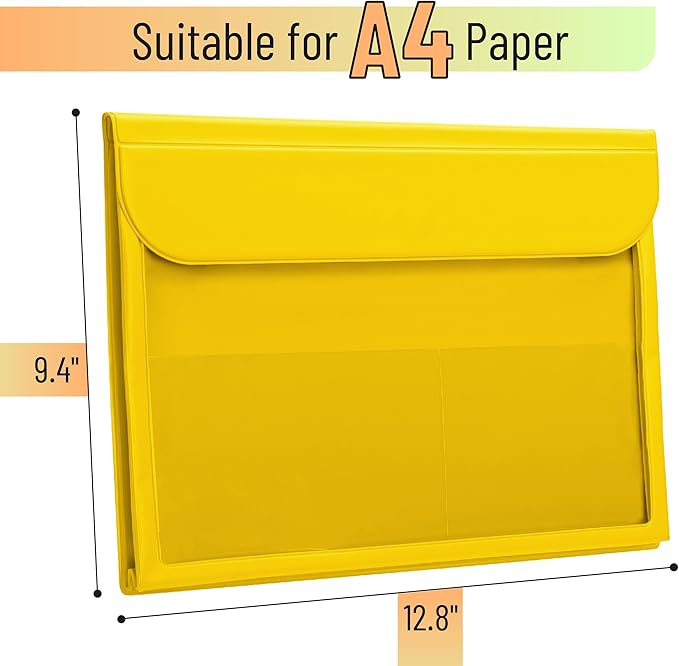 Mr. Pen File Folder - Vibrant Yellow, Letter Size, Document Folder, Clear Plastic Folder