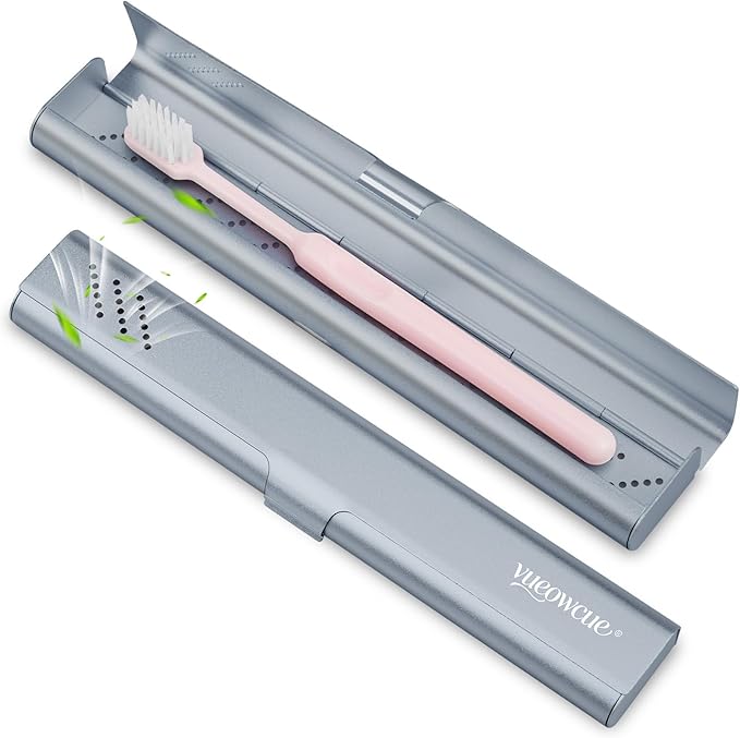 Toothbrush Case Cover for Traveling, Aluminum Toothbrush Holder for Manual Toothbrush + Mini Toothpaste, Portable Tooth Brush Storage Box for Camping Business Trip-Grey (1 Pack)