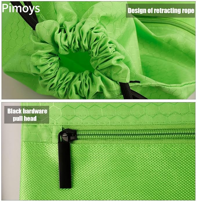 Drawstring Backpack Bag, Waterproof Draw String Back Sack with Zip Pocket, Gym Drawstring Bags Swim Bag for Men Women