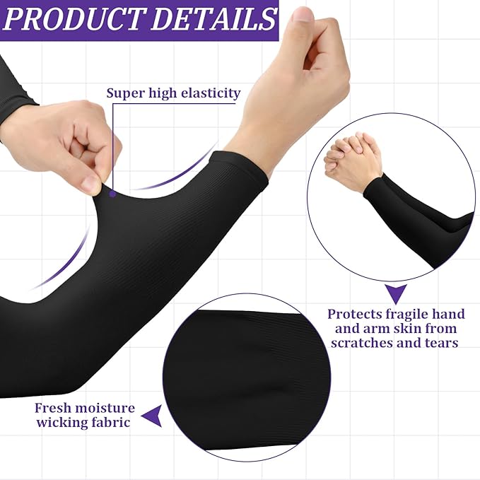Janmercy 8 Pairs Elderly Skin Thin Protector Sleeves Bruise Abrasions Protective Arm Sleeve