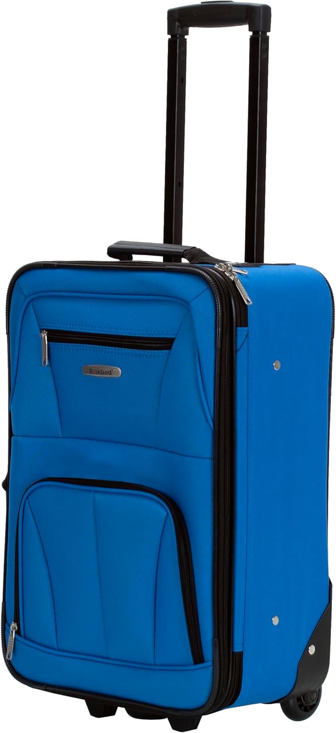 Rockland Fashion Softside 2 Piece Luggage Set, Expandable, (14" Tote/19" Upright), Blue