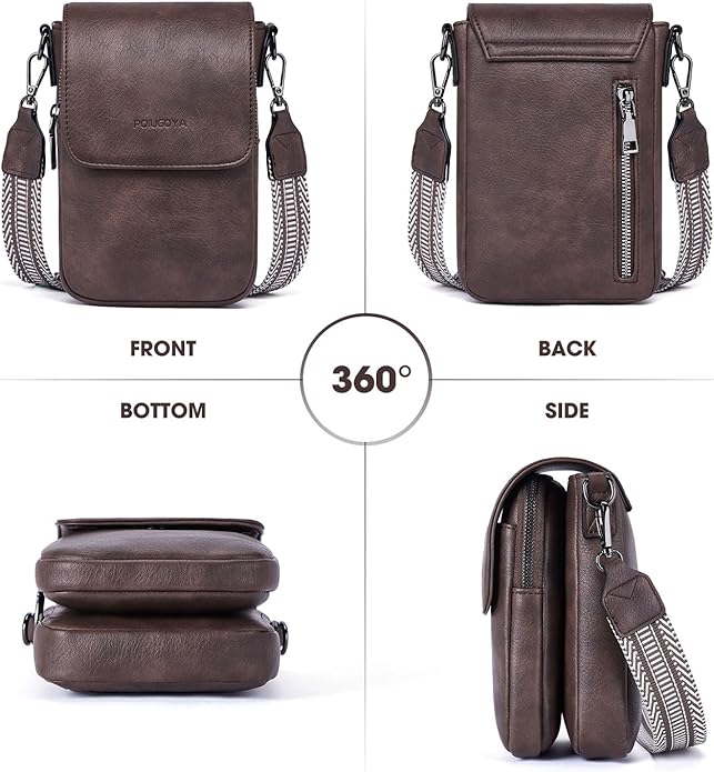 POIUGOYA Crossbody Bags for Women,Small Crossbody Purse with Triple Compartments,Cell Phone Wallet with Card Slots for Travel | Small