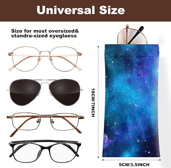 Anikathy 2Pcs Sunglass Eyeglass Glasses Case Soft PU Leather with Cleaning Cloth Cute Glasses Pouch Bag for Men Women Girs
