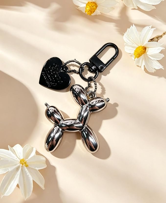 LAEKOU Jelly Balloon Dog Design Keychain for Women, Cute Girls Key Chain, Bag Charms Accessories for Car Purse Backpack