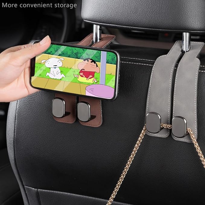 Amelity Universal Car Headrest Hooks, Women’s Car Interior Accessories for Purses Handbags Grocery & Backpacks, Black 4 Pack