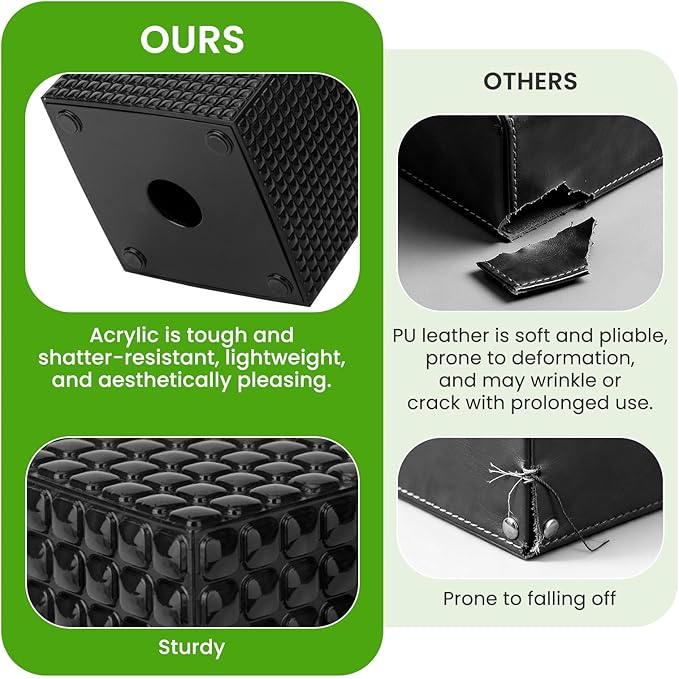 2 Pack Tissue Box Cover, Square Facial Acrylic Tissue Holder, Modern Decorative Facial Tissue Box Vessel Cube Paper Napkin Organizer Dispenser for Bathroom Countertop, Vanity Desk, Black