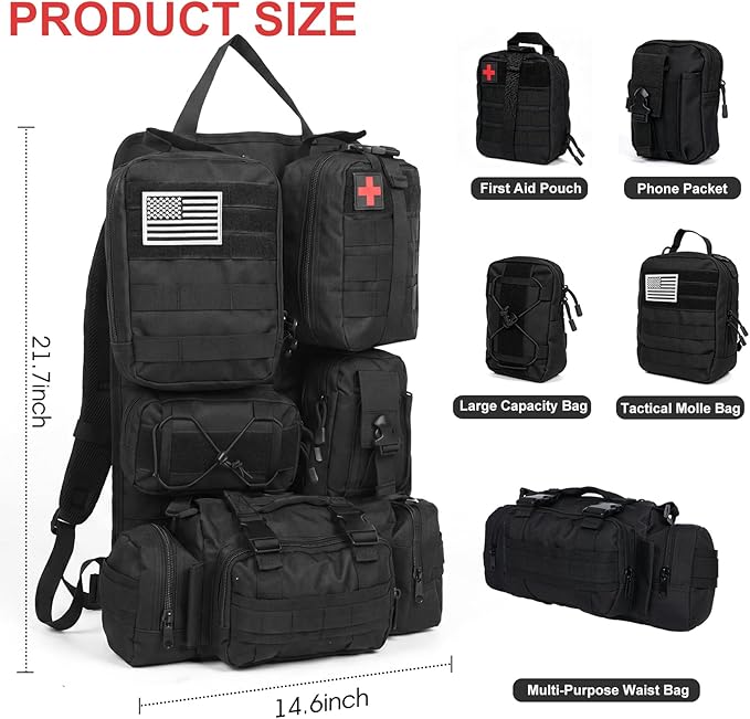 Tactical Seat Back Organizer, Molle Seat Back Organizer Panel With 5 Detachable Multi-Purpose Molle Pouch Fits Car Truck SUV Ford Jeep