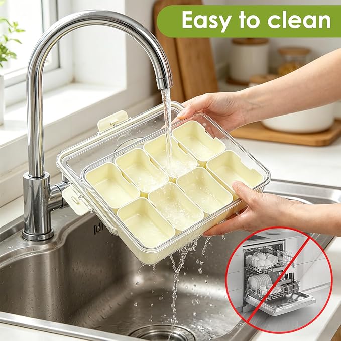 HRXFOZ Divided Serving Tray with Lid and Handle,8 Compartments Snacks Box,Snack Fruit and Veggie Tray,Portable Platter for Candy Fruits Nuts Snack Party Entertaining Picnic (1 PCS)