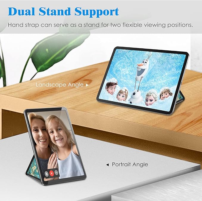 Fintie Universal Tablet Hand Strap Holder - [Dual Stand Supports] Detachable Padded Hook & Loop Fastening Handle Grip with Adhesive Patch for iPad/Galaxy Tab and All 7-11" Tablets, Blossom