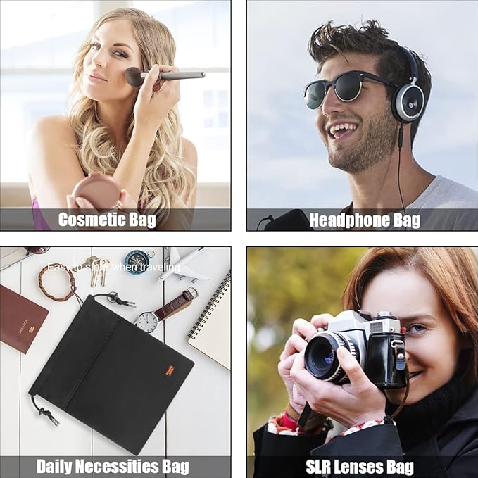 Headphone Storage Bag, 2 Pack Lightweight Headphone Carrying Pouches Headset Case Bag Travel Pouch for Headsets Overhead Headphones Neckband Earbuds (Small Black, Small Grey)