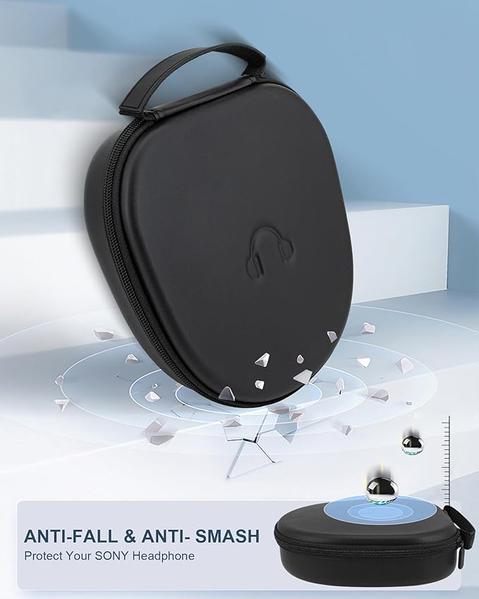Headphone Case for Sony WH-CH720N Soundcore by Anker Q20i, Hard Portable Over Ear Headphone Carrying Case, Wireless Headphone Storage Protective Case for Travel Home (Black-Pattern)