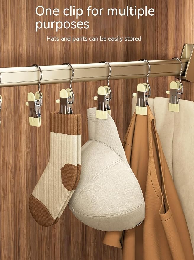 10/30/50Pcs Space-Saving Clothespin, Upgrade Double Head Clamp Dipped Hanger for Closet Hooks Garment Clip Hat Pants Storage Hanging Travel Hook (White, 50PCS)