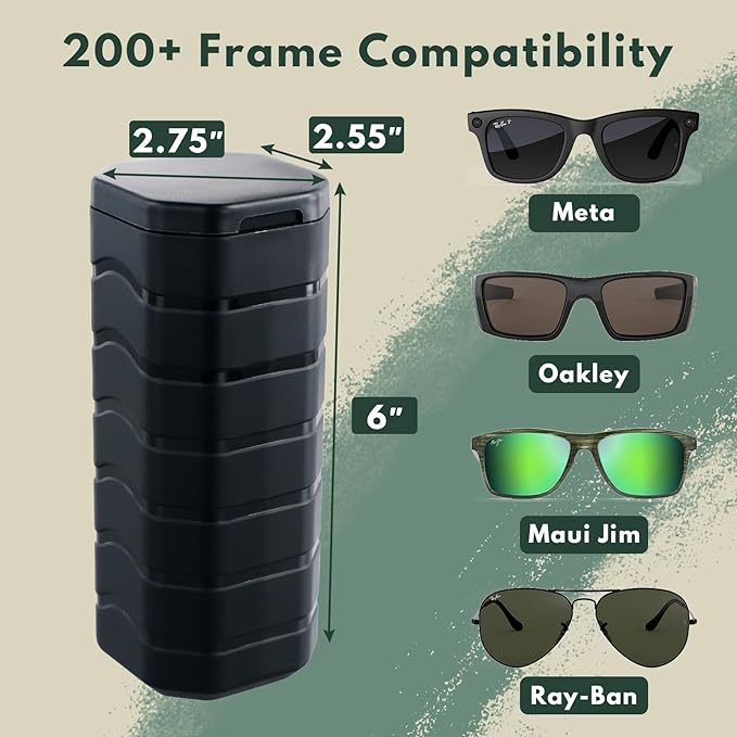 Tactical Hard Shell Sunglasses Case, Military-Grade Crushproof & Water-Resistant Protective Case for Outdoor/Travel - Fits Meta, Ray-Ban, Oakley, Maui Jim & 200+ Premium Sunglasses