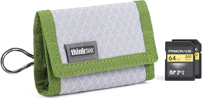 Think Tank Secure Pixel Pocket Rocket Mini Folding Wallet for 4 CFast or 4 CF Express Type B Memory Cards (Highland Green)
