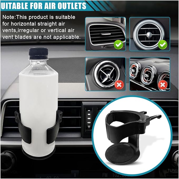 KITUREK Cup Holder for Car, Multi-Function Car Cup Holder Organizer, Car Trash Can, Hanging Cup Holder Expander for Car Air Vents, Vehicle Beverage Organizer Suitable for Cars Trucks (2 PCS)