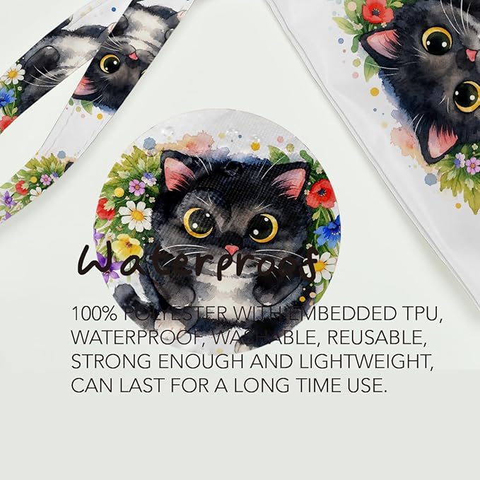 Fokongna Black Cat Print Wet Bag, Small Portable Waterproof Multi-Functional Organizer for Women,Multicolor Floral Heart Black Cat，Ideal for Daily, Beach & Travel