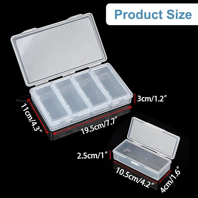 OwnMy 4 in 1 Portable Travel Cotton Swab Holder, Travel Floss Pick Holder Case Floss Dispensers, Small Clear Plastic Storage Organizer Containers for Cotton Balls & Pads, Hair Ties & Pins