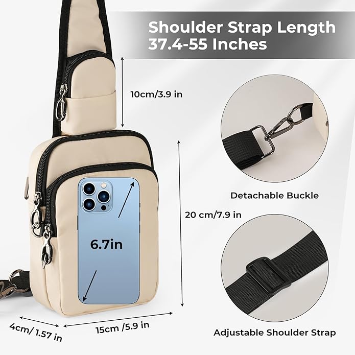 BROADREAM Sling Bag, Crossbody Bag with Anti-Theft Lock Zipper, RFID Blocking & Water Resistant for Travel Work Sport