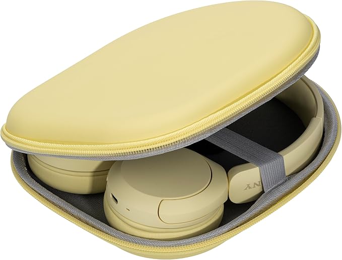 Ginsco Case Compatible with Sony WH-CH520 Wireless Headphones Bluetooth On-Ear Headset with Microphone, with JBL Tune 510BT/520BT/500BT Ultra-Slim Hard Shell Case for On Ear Headphones (Butter Yellow)