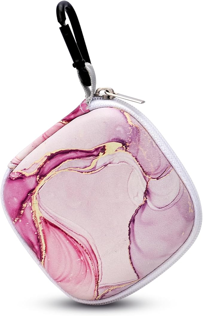 Earbud Case, Personalised Patterned Portable EVA Headphone case Cell Phone Accessories Organizer with Carabiner for Wired/Wireless Earphone, Earbud, Earpieces, SD Memory Card, Camera Chips