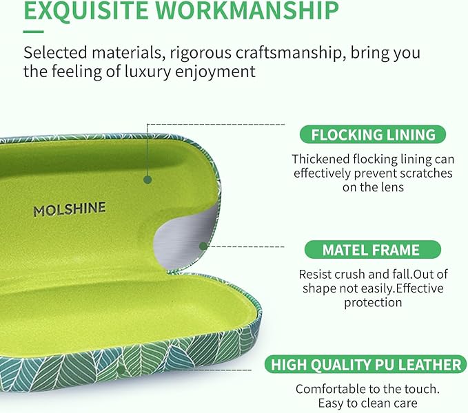 molshine Hard Shell Sunglasses Case,Classic Large Glasses Case for Women Men,Sunglass Eyeglasses