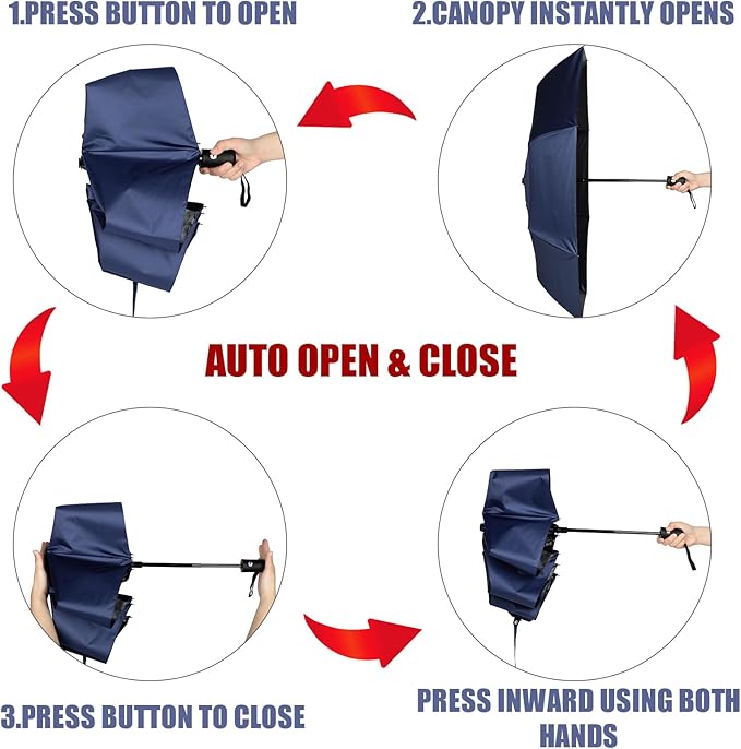 Jexine 6 Pcs Windproof Travel Umbrella for Rain Compact Small Automatic Lightweight Portable Umbrella for Men Women Backpack