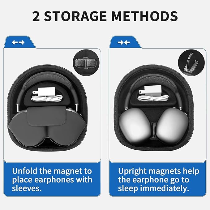 Yinke Smart Case for AirPods Max Headphones Supports Sleep Mode, with AirPods Max Silicone Earpad Cover/Ear Cups Cover and Headband Anti-Scratch Accessories, Hard Organizer Portable Carry Travel