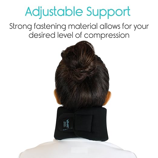 Vive Cervical Collar Neck Brace for Neck Pain and Support for Women & Men - Soft Foam Brace for Pain Relief - Comfortable Corrector Wrap for Posture, Sleeping, Radiculopathy, & Spine (Black, 4 inch)