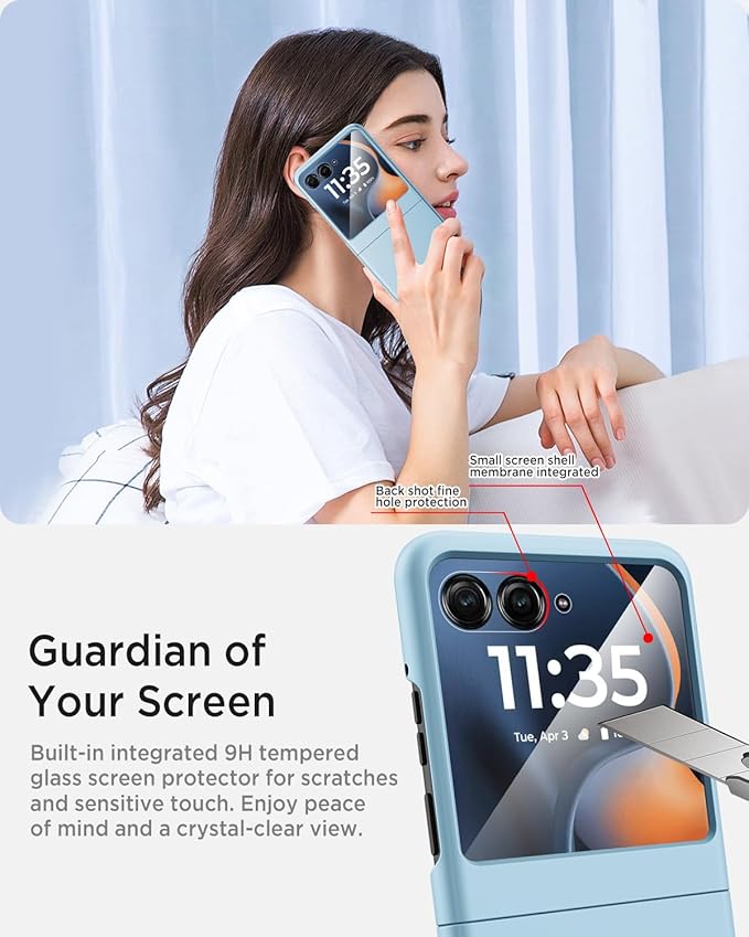 Miimall Slim for Motorola Razr 2025 Case with Screen Protector,[Military Grade Shockproof][Camera Protection] Drop-Proof Nonslip Rugged Lightweight Grip Girl Cover,Thinnest Razor Phone Case 2025,Blue