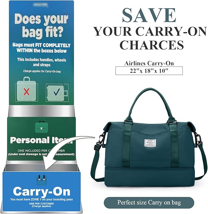 Travel Duffel Bag with Shoes Compartment, Overnight Weekender Bags for Women,Carry on Personal Item Bag，Extra Large