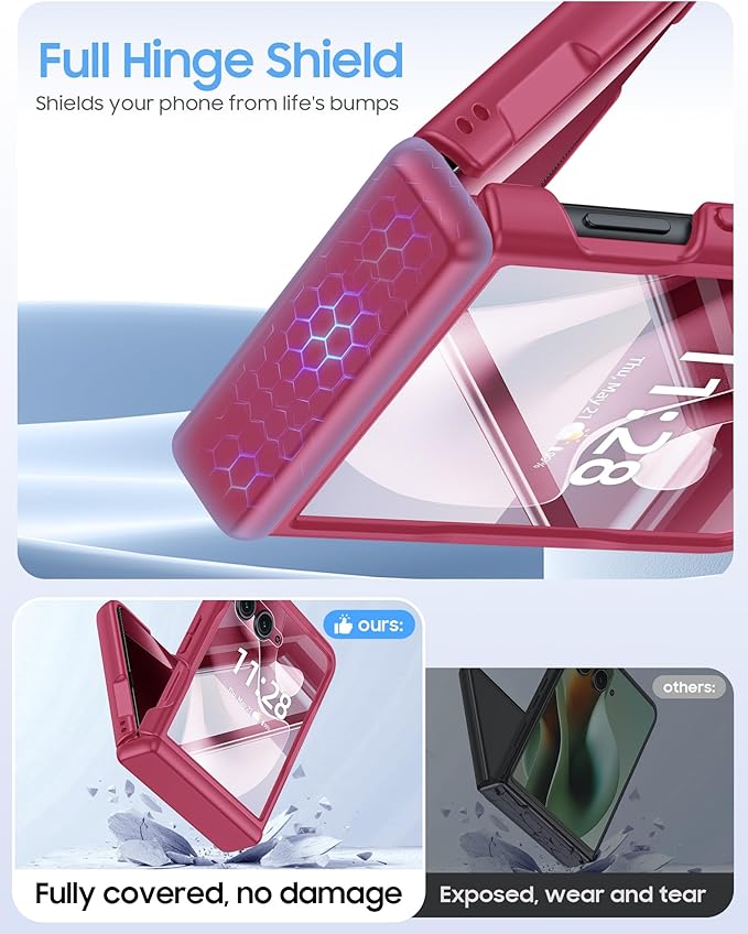 Magnetic for Motorola Razr Ultra 2026/2025 Case,Hinge Protection, Screen Protector, Compatible with MagSafe, Translucent Frosted, Shockproof Slim Cover for Razr Ultra 2026/2025-Rose Red
