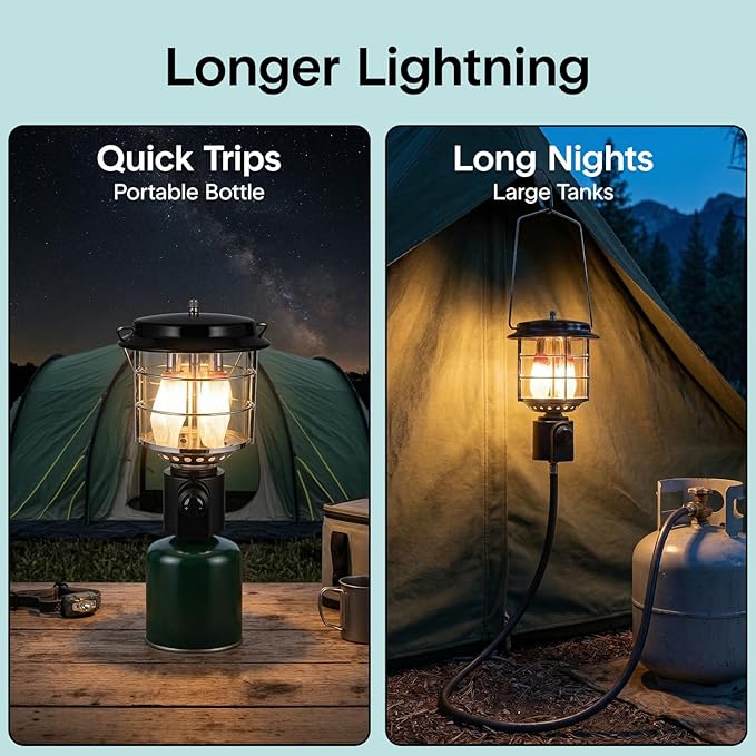 Camping Lantern 1500 Lumens, Bright Outdoor Lantern with Adjustable Light, Easy Ignition, Durable Design, Propane Lantern for Camping, Hurricane and Backup Use
