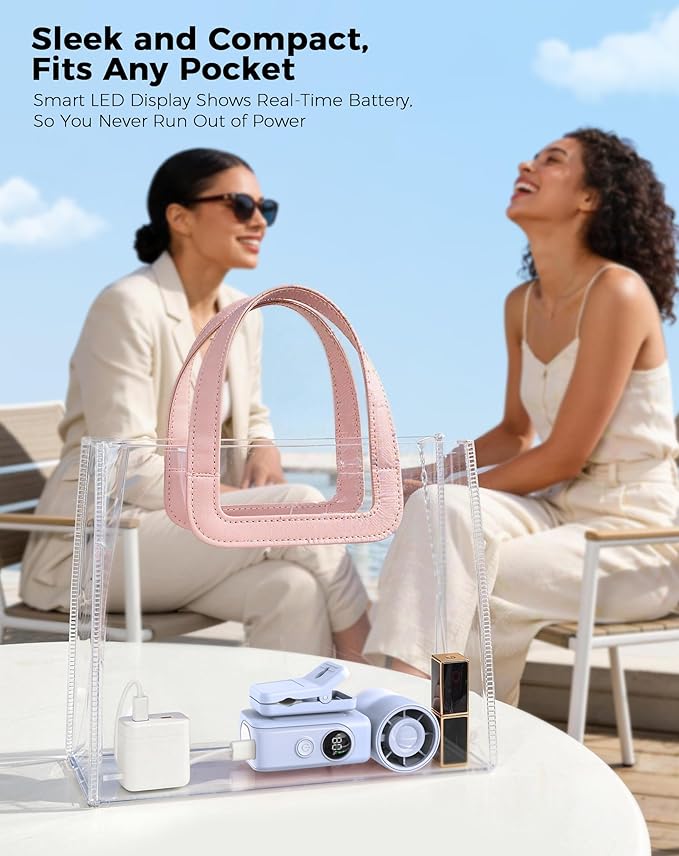 Handheld Fan Portable,0.26lb Mini Fan,Handheld/Clip-on Dual Mode,4-Speed & long lasting,USB-C Fast Charge & Power Display,compact for Outdoor/Commute/Office/Travel/Stroller,Gifts for Women men,Blue