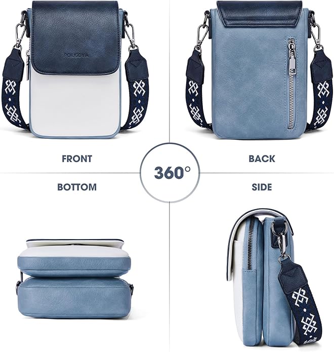 POIUGOYA Crossbody Bags for Women,Small Crossbody Purse with Triple Compartments,Cell Phone Wallet with Card Slots for Travel | Small