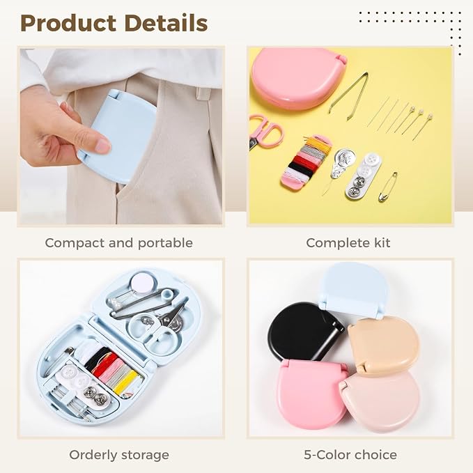 25 PCS Mini Travel Sewing Kits - Basic Portable Emergency Sewing Repair Kit, Including Threads Scissors Hand Sewing Needles for Beginner Traveler Sewing Lovers