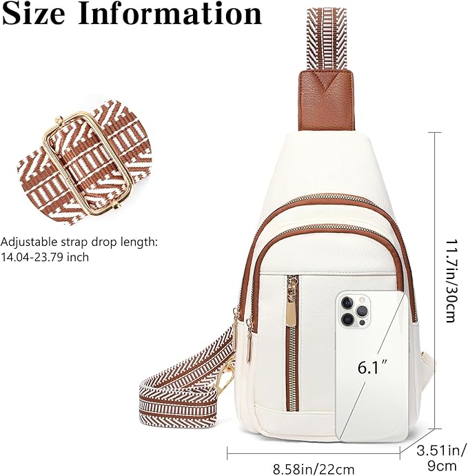 GAEKEAO Sling Bag for Women Crossbody Bags Vegan Leather Fanny Pack Chest Trendy Shoulder Bag for Travel Everyday Vacation