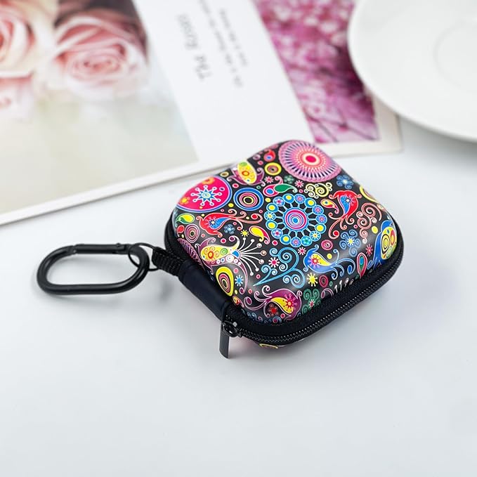 Earbud Case Headphone Organizer Ear Bud Case Portable EVA Carrying Box Storage Bag with Carabiner for AirPods Beats Bose Galaxy Buds 4/3/FE Data Cable Storage (Jellyfish)