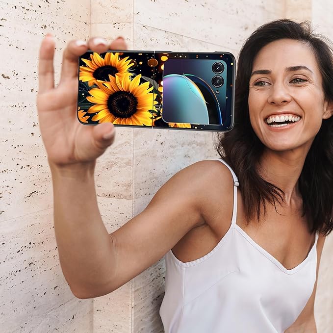for Motorola Razr 2025 Case,for Moto Razr 60 Phone Case Cute Slim Hard PC Ultra-Thin Anti-Scratches Shockproof Protective Phone Cover,Glitter Sunflower