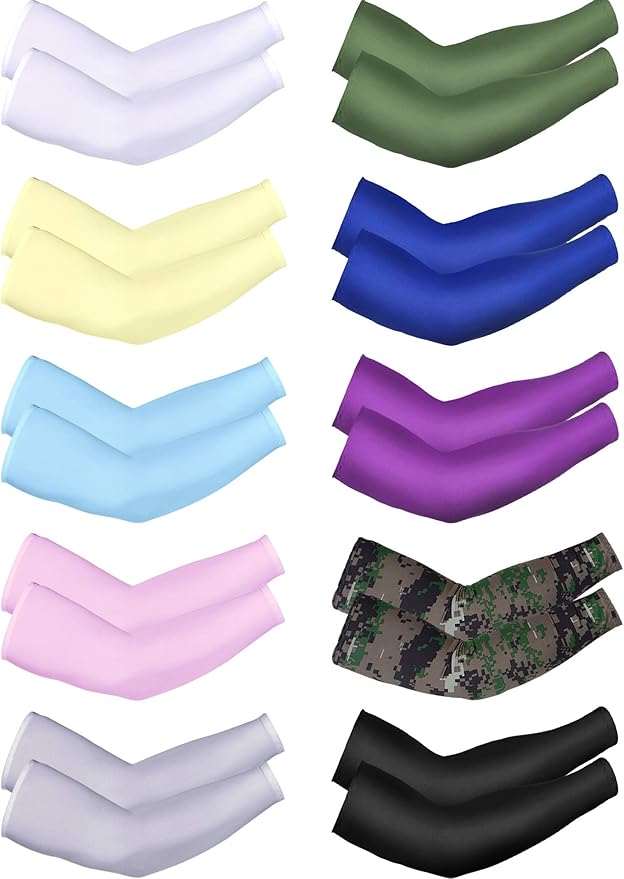 Boao 10 Pairs UV Arm Sleeve for Men Women Cooling Tattoo Cover up Compression Sun Protection Sleeves for Outdoor Activities