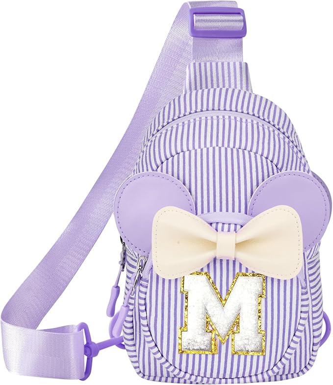 Girl's Initial Crossbody Sling Bag, Small Toddler Fanny Pack For Girl Kid, Girls Purses For Birthday Gifts For 3 4 5 6 7 8 Years Old