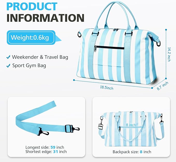 TOPBAG Travel Duffle Bag, Waterproof Weekender Carry On Tote Bags for Women, Sport Gym Bag for Men, Hospital Bag for Labor and Delivery, Overnight Luggage Bag with Trolley Sleeve