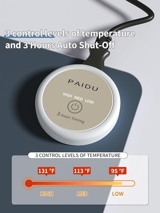 PAIDU Heated Mouse Pad Hand Warmers, Electric Warm Office Desk Mat, 31.5" x 13", 3 Control Levels Temperature 3 Hours Auto Shut-Off, Suitable for Home/Offices Computer Keyboard Pads (Navy Blue)