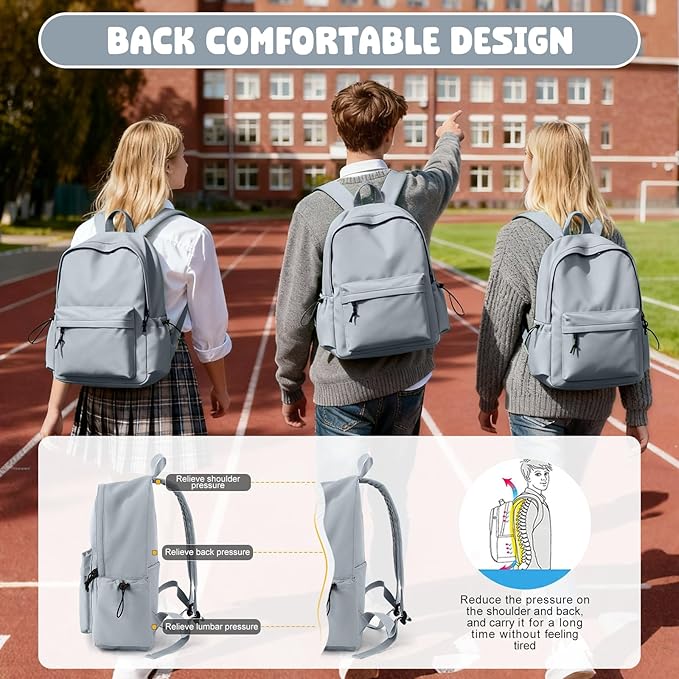 VECAVE School Backpack Blue Waterproof Bookbag Casual Lightweight Travel Rucksack Daypack Backpacks for Men Women College High School Bags backpack for Boys Girls Teens