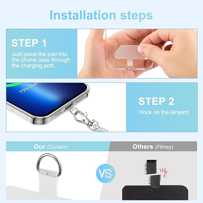 SHANSHUI Phone Lanyard Tether, Stretchy Phone Strap Patch Anchor Outdoor Climbing Hook Compatible for Most Smartphones
