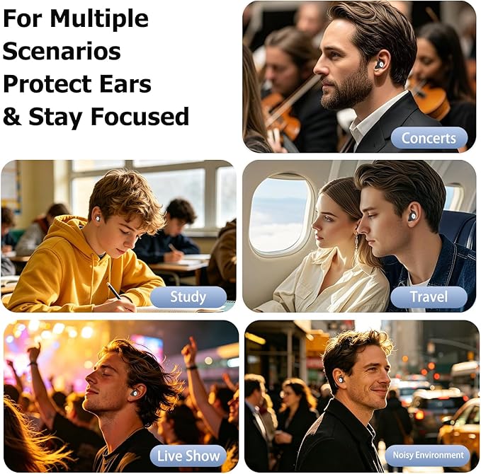 Ear Plugs for Sleeping, 50dB Noise Cancelling Ear Plugs for Noise Reduction, Reusable Silicone Sleeping Earplugs for Snoring, Concert, Shooting & Plane Travel with 8 Eartips Case