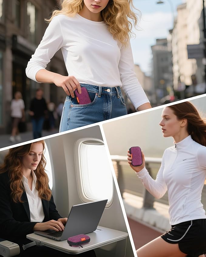 Mini Hard Earbud Case for Apple Airpods, Earpods, Samsung Galaxy Buds, JBL, Sony in-Ear Headphones - Small Cute Protective Case Pouch for Cable, Cord, Card, Earplugs, Heart Monitor - Grape-Purple