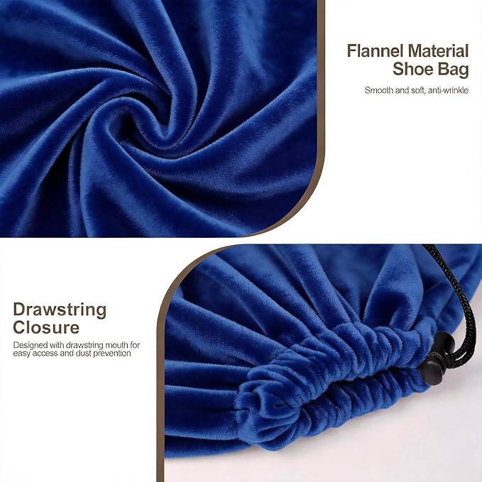 5 Pack Shoe Bags for Travel, Washable Dust Bags for Storage & Packing 17.7" x 13.8" Dustproof Shoe Bags Duster Flannel Shoes Storage with Drawstring Closure for Boots Handbags Shoes & Toys (Blue)