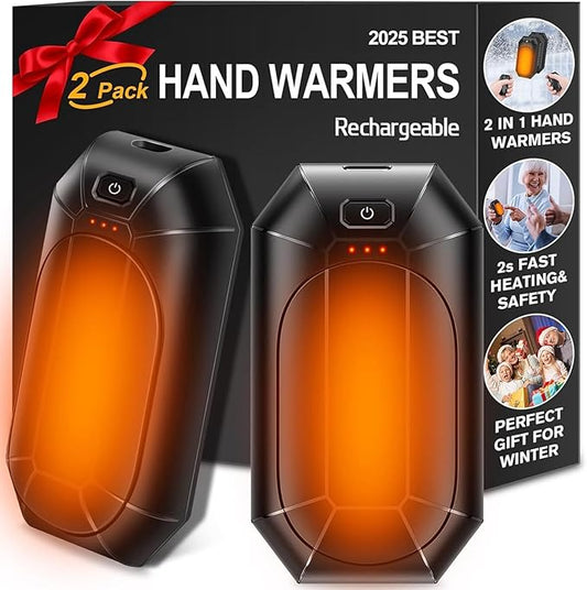 AI Hand Warmers Rechargeable 2 Pack, Electric Handwarmers Reusable, AI Smart Safe Heat Long Lasting Portable Pocket Heater, Warm Gifts for Men Women Outdoor Indoor Hiking Studying Hunting Golf Camping