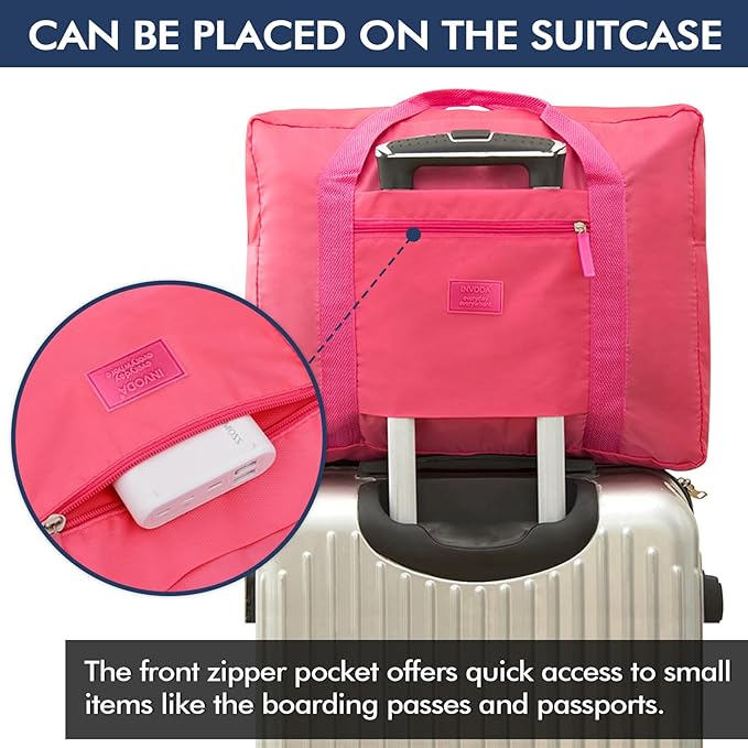 INVODA Travel Bag for Women Foldable Carry on Duffel Bag Waterproof Tote Weekender Luggage Bag (Red)